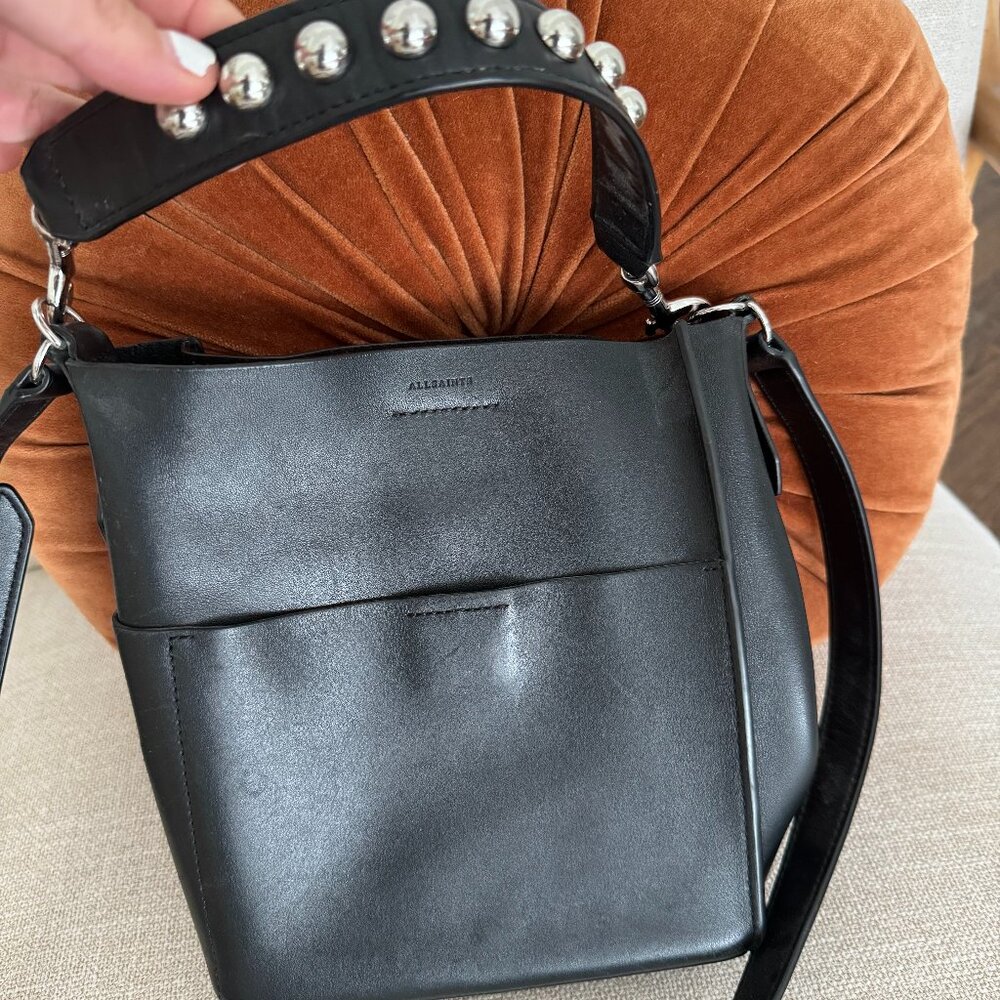All Saints Leather Crossbody with studs